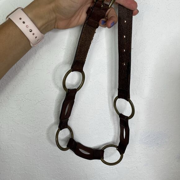 Albatros brown leather with brass rings belt Size S, made in Italy style 809283 main image 8